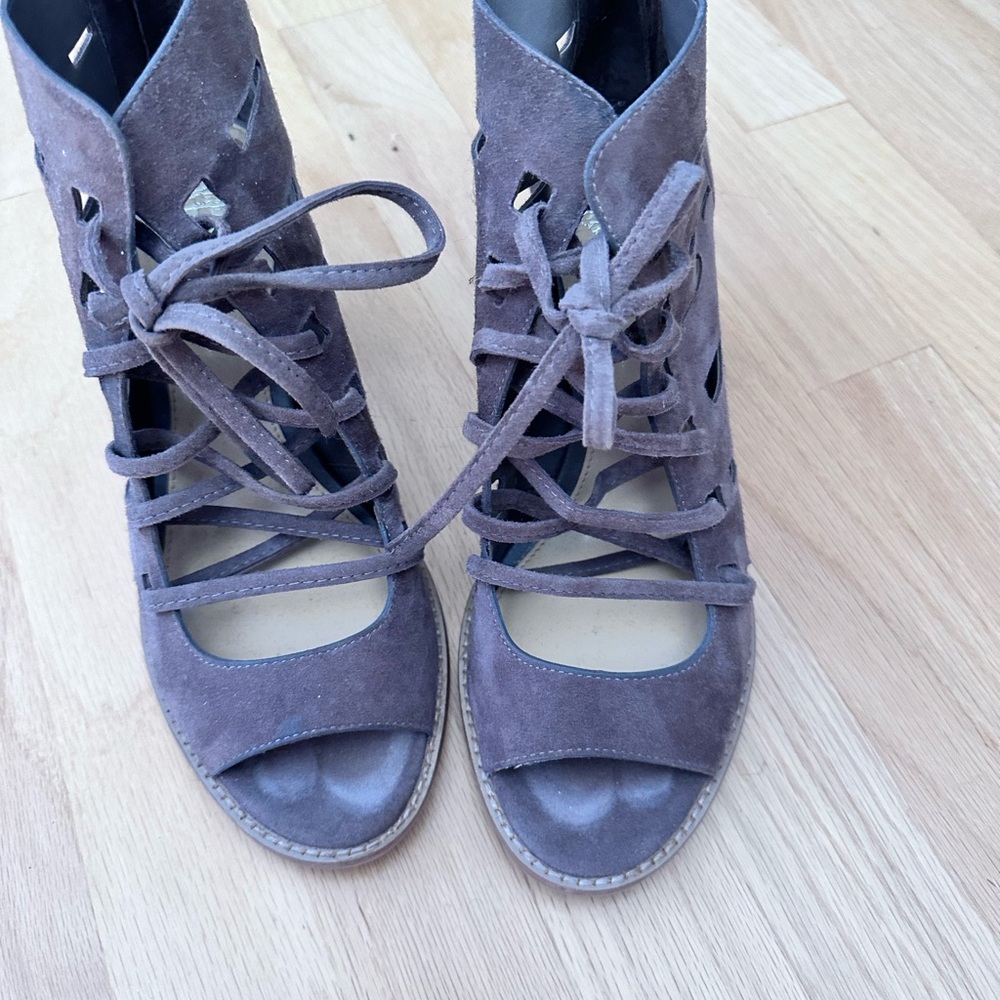 Vince Camuto Gray Lace Up Boots
